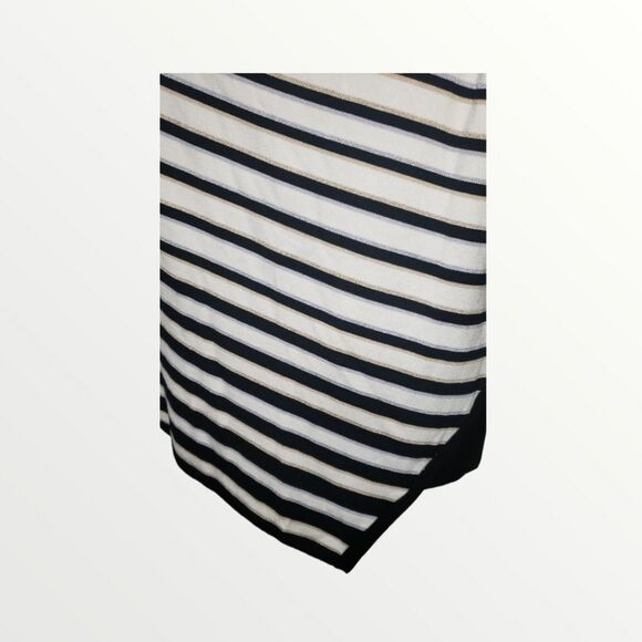 WHBM black white stripe asymmetrical sweater blouse size XS - Picture 2 of 6
